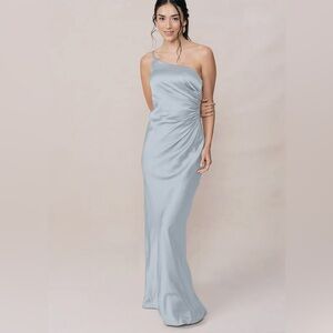 Revelry Jade Satin Dress, Sky Blue, Size 8